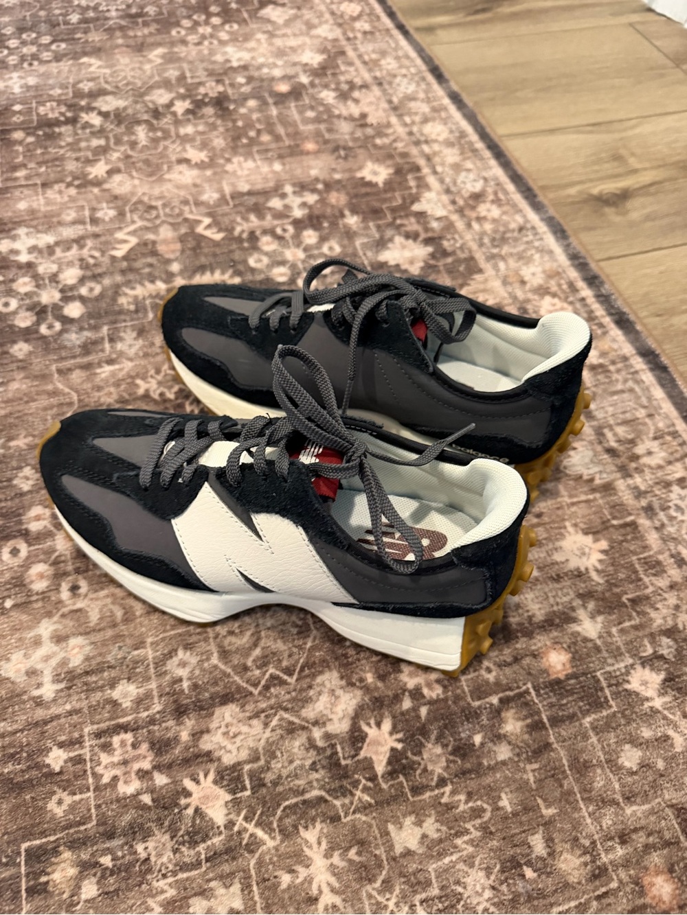 New Balance Black White and Gum Retro Runner Sneakers - Picture 5 of 14